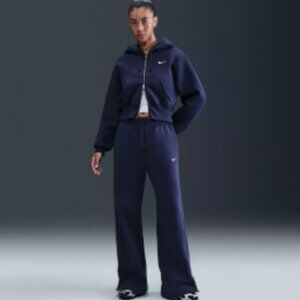 Nike Women's Sportswear Phoenix Fleece High-Waisted Wide-Leg Pants - Midnight Na